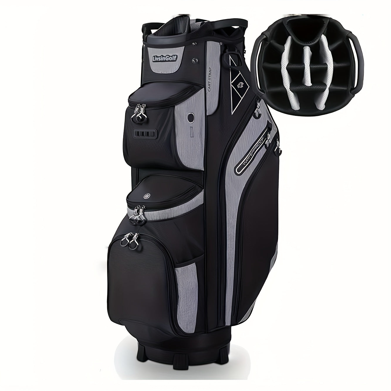 Golf Cart Bag with Full-Length Dividers – Sturdy Spacious Stand Bag with Multiple Pockets for Golf Club Organization, Accessories Storage, Men & Women Golfers