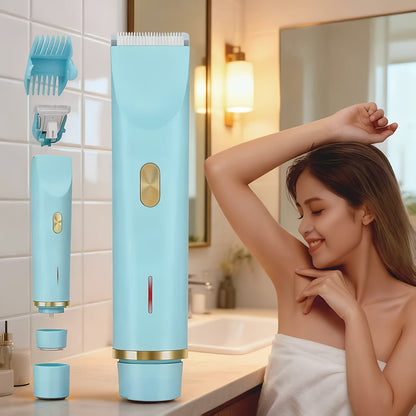 Women's Electric Body Shaver Painless Hair Removal — 2-in-1 Lady Razor for Face Nose Bikini Legs Underarms, Wet Dry Use, IPX6 Waterproof, USB Rechargeable, Portable Travel Shaver