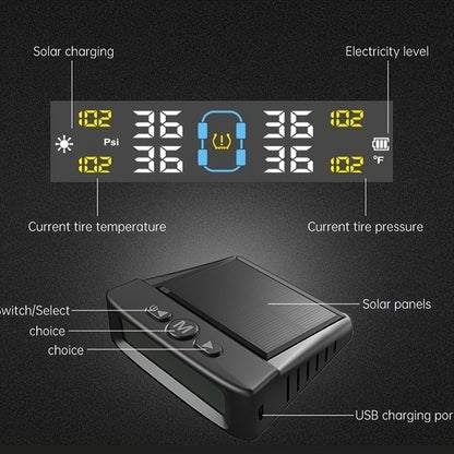 [Wireless Solar TPMS] Tire Pressure Monitoring System, Universal Wireless Solar Tire Pressure Monitoring System TPMS External Sensor, Suitable For 36V And Below, Can Accurately Detect Tire Pressure