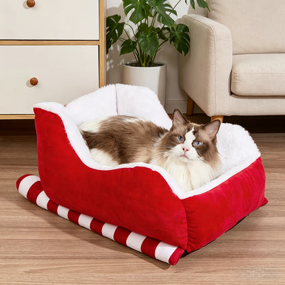 Velvet Dog Bed & Cat Bed with Faux Fur – Cozy Breathable Soft Pet Bed for Puppies & Kittens, Washable Durable Indoor Outdoor Round Bed, Red Velvet, 20" & 26"