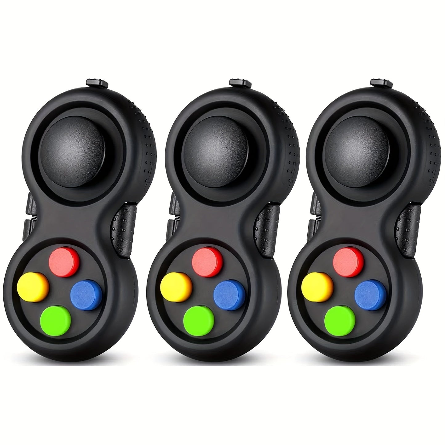 Fidget Controller Cube 3-Pack – 8 Fidget Options Stress Relief Toy for Kids Adults ADHD Anxiety | Clickable Buttons Joystick Roller Assorted Colors