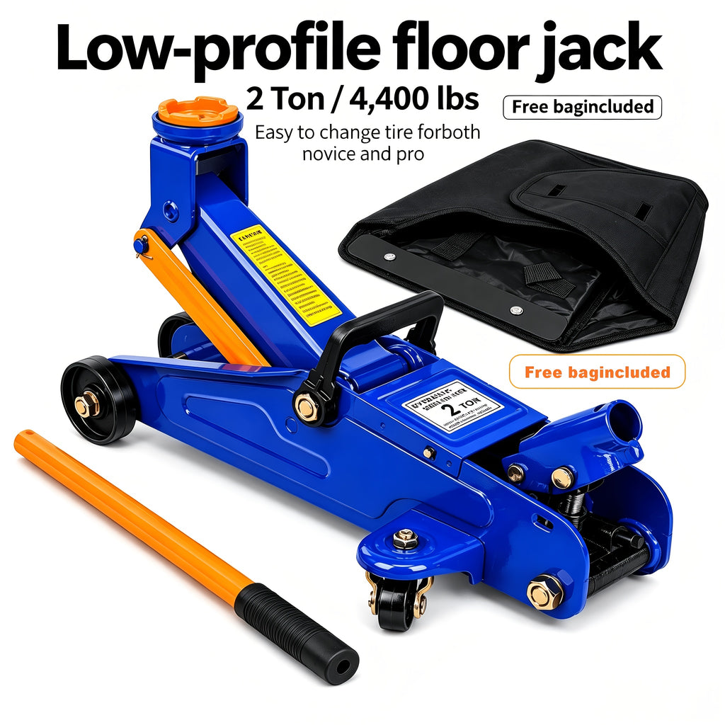 Aain Low Profile Hydraulic Floor Jack Suitable for, Workshop & Commercial Use - 2 Ton (4000 Lbs) Capacity, High-Carbon, Compact Trolley Jack with Wide Lifting Range (5.1"-13") for Vehicle Maintenance