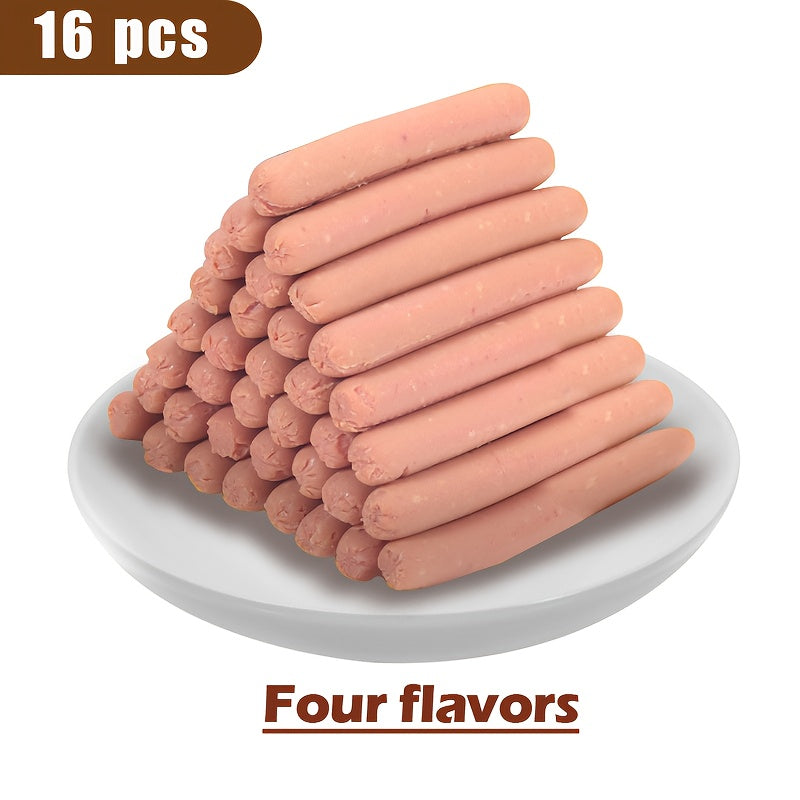 Grain-Free Dog Sausage Treats – Chicken Flavor Ham Sticks, Soft & Easy-Digest Dental Chew Snacks for Puppies & Adult Dogs, No Additives, All Breeds (16-Pack or 32-Pack)