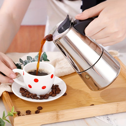 Stainless Steel Moka Pot Italian Espresso Maker – 2/4/6/9 Cup Stovetop Coffee Maker, Straight Style Moka Express for Home, Camping & Outdoor Use, Includes Cleaning Cloth – Professional Espresso Brewer