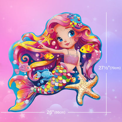 Large Floor Puzzle for Kids Ages 3+ – Chunky Jigsaw Mermaid & Farm Animals, Preschool Educational Toy for Boys & Girls 3 4 5 6 Years Old, Christmas Birthday Easter Gift