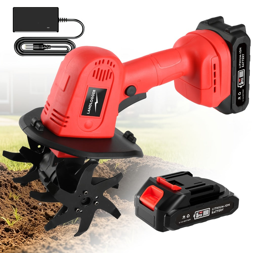 Cordless Electric Cultivator 20V Lightweight Handheld Rotary Tiller – 9-Inch Width 6.6-Inch Depth, 1 or 2 Batteries & Charger, Garden Soil Tiller for Courtyard Farmland Vegetable Garden Raised Bed