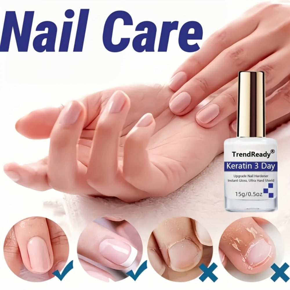 Vitamin E Nail Strengthener Oil 2 Pack 4-in-1 Keratin Protein Hardener for Weak Splitting Brittle Nails Alcohol-Free Fast Dry Daily Nail Care Treatment Manicure Prep Set 2x15ml