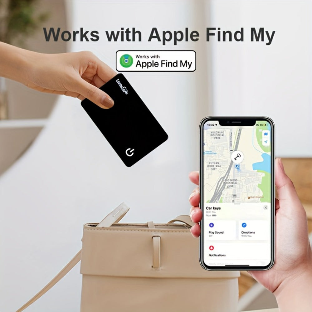 GPS Tracking Card No Subscription Real-Time Locator – Apple Find My Compatible (iOS) Global Coverage Hidden Tracker for Wallet Car Bag Vehicle Anti-Lost Tag
