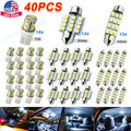 40PCS Car LED Combination Set 12V-T10 Width Indicator Dual Pointed Reading Light,Car Interior Combination LED Map Door Dash Gauge Instrument Concierge, White