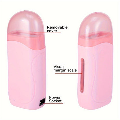 Wax Warmer Roller Kit for Hair Removal — Portable Electric Roll-On Soft Wax Heater for Women & Men, At-Home & Salon Waxing, Smooth Glide Applicator, Travel-Friendly (Light Pink/Green/Blue/White)