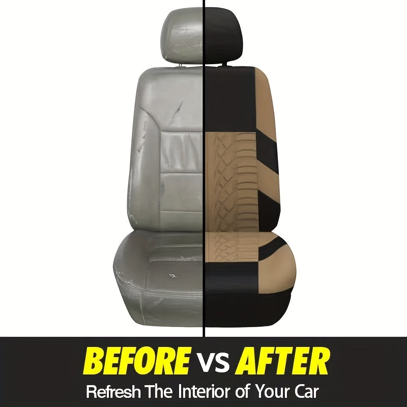 (Full Enclosure) 5-seat Fashion Tire Track Details Car Seat Covers, Suitable for Most 5-seat Models On The Market, Breathable Fabric.