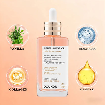 Aftershave Oil for Men Vanilla Scent - Hyaluronic Acid Collagen Vitamin E Retinol Niacinamide Caffeine Hydrating Post Shave Oil Ingrown Hair Prevention Face Body Skin Care 1.69 oz 3.38 oz