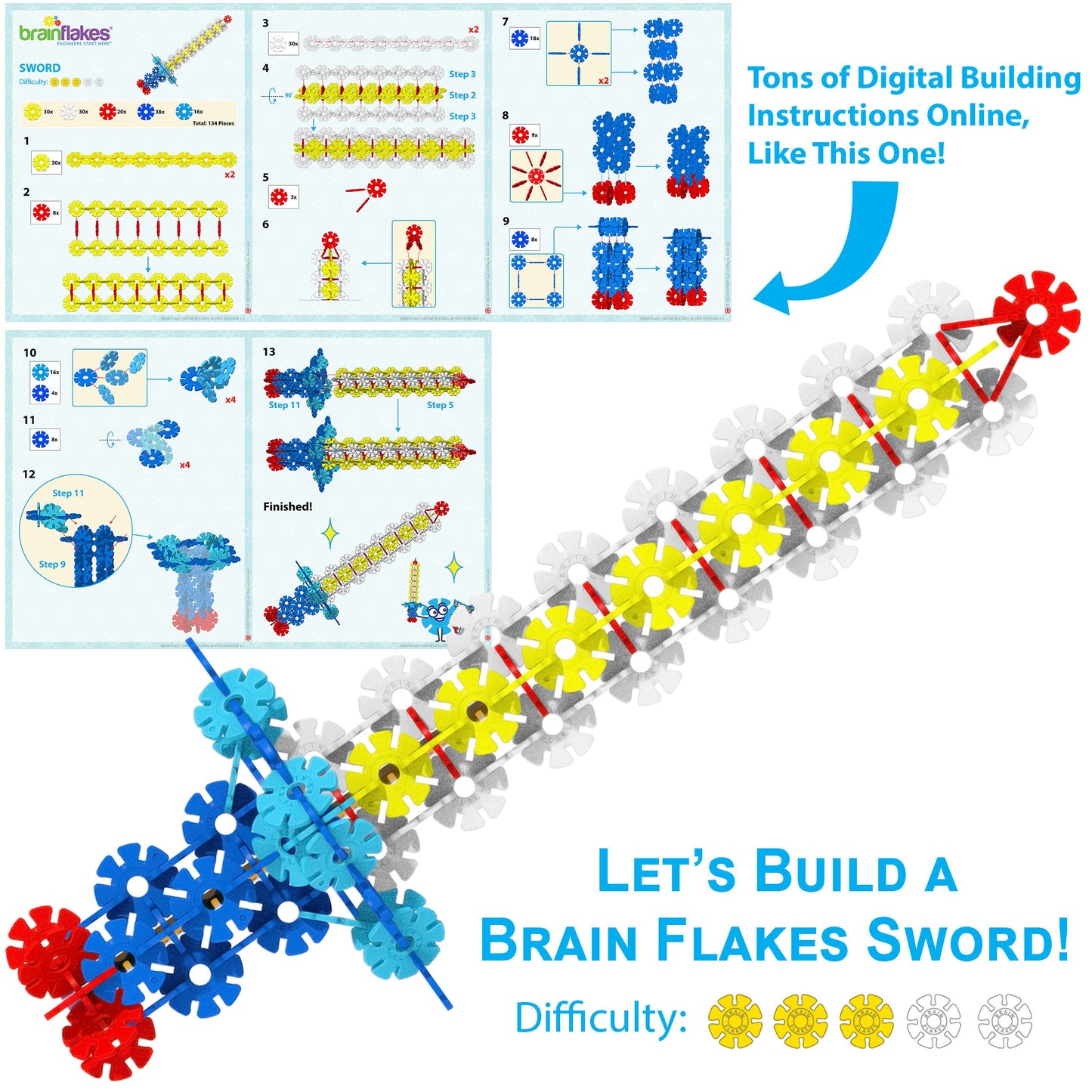 Brain Flakes Interlocking Disc Building Set 500 Pcs – STEM Construction Toy Kids Ages 3+ Creative Disc Blocks Storage Jar BPA-Free Safe Educational Birthday Christmas Gift Boys Girls