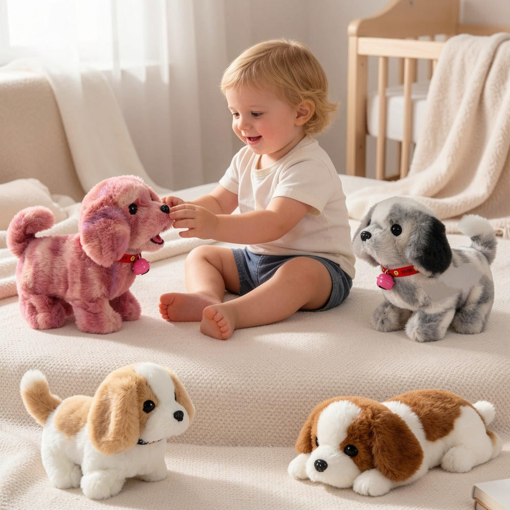 Interactive Walking Plush Pet Toy 9 Styles – Golden Retriever Husky Saint Bernard Kitten Chick Electric Realistic Barking Stuffed Animal, Best Birthday Gift for Toddlers Kids Ages 3+