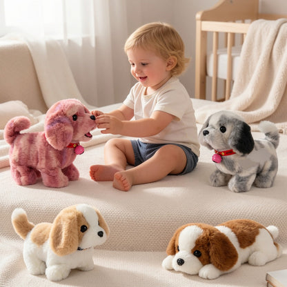 Interactive Walking Plush Pet Toy 9 Styles – Golden Retriever Husky Saint Bernard Kitten Chick Electric Realistic Barking Stuffed Animal, Best Birthday Gift for Toddlers Kids Ages 3+