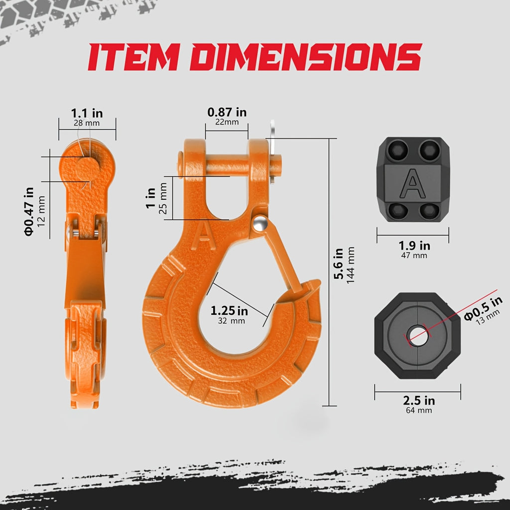 Forged Steel Winch Hook 3/8" Clevis Slip Hook Sets, Included Allen Wrench, Max 35, 000 Lbs, Suitable for ATV, UTV And Off-Road Vehicles, Winch Hooks, Towing Parts