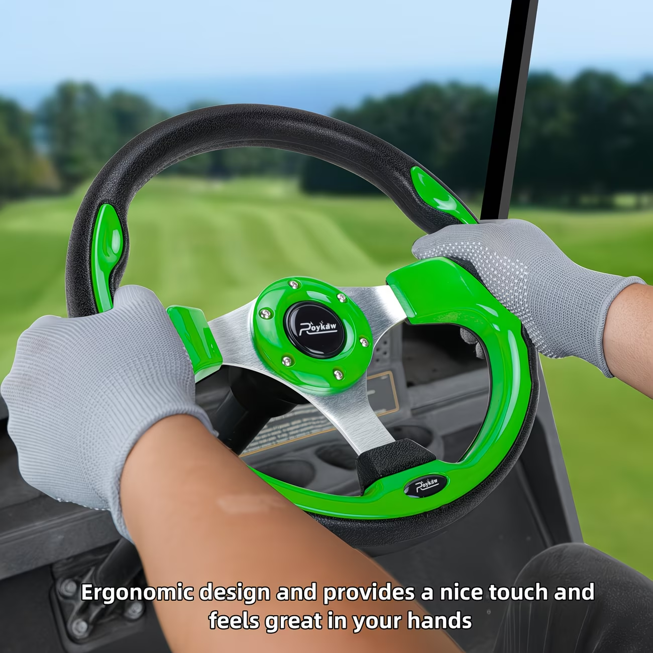 Golf Cart Steering Wheel 12.5 Inch Universal Fit – Compatible with Club Car DS Precedent Tempo, EZGO RXV TXT, Yamaha G29 Drive & Drive 2 | Upgrade Replacement Wheel