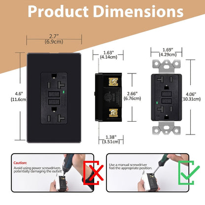 GFCI Outlet 20 Amp Tamper Resistant WR Weather Resistant with Wall Plate ETL Listed LED Indicator Test Reset Button Ground Fault Circuit Interrupter for Bathroom Kitchen Garage 2 4 6 10 20 Pack Black White
