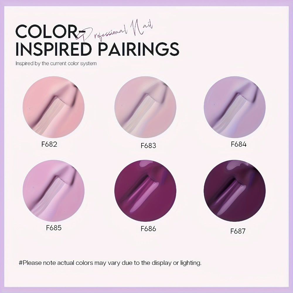 Quick Dry Nail Polish Set 6pcs – No-Bake Durable Nail & Toenail Polish Kit, Cherry Blossom Pink Lilac Purple Nude Pink Shades, Chip-Resistant Long Lasting, Salon & DIY Nail Art for Women