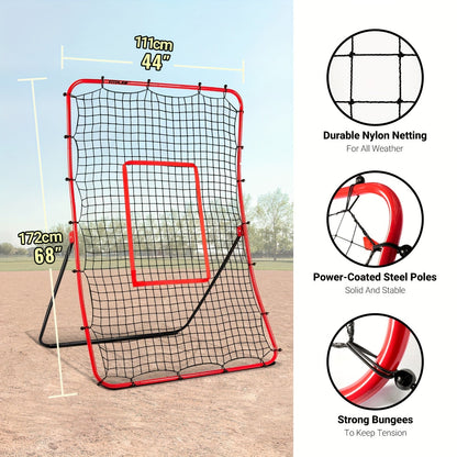 Baseball Pitchback Net Rebounder Angle Adjustable Pitch Trainer for Grounder and Fly Ball Practice Baseball Softball Pitching Throwing Fielding Rebound Net for Players Aged 13 and Up Solo Training Aid