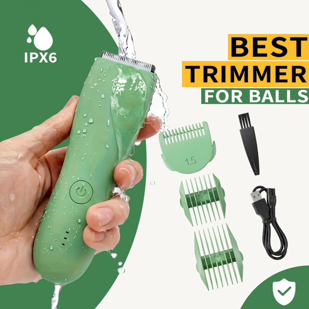 Bikini Trimmer for Women & Groin Trimmer for Men IPX6 Waterproof Body Hair Trimmer Replaceable Ceramic Blades Limit Comb Electric Manscaping Groomer Black Green Purple Pink