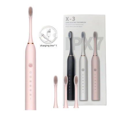 Rechargeable Electric Toothbrush with 6 Cleaning Modes & Smart Timer – USB Sonic Toothbrush for Adults, Replacement Heads Included, 3 Colors, Whitens Teeth & Protects Gums, Great Family Gift