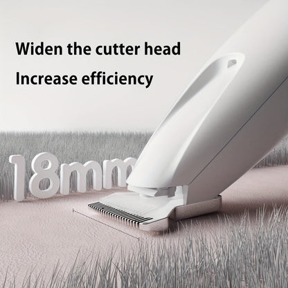 Pet Grooming Clippers USB & Battery Powered - Low Noise Electric Hair Trimmer for Cats Small Dogs, Cordless Rechargeable Pet Clipper for Face Paws Body, Portable Travel Grooming Tool, White