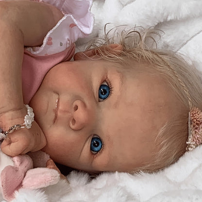 Reborn Baby Doll 16 Inch Handcrafted Newborn with Hand-Applied Eyelashes Rooted Hair Soft Cloth Body & Poseable Limbs – Includes Outfit Pacifier Diaper & Birth Certificate, Lifelike Girl Toy Gift Ages 3+ 42cm