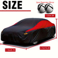 Universal Fit Outdoor Car Cover 170T Polyester Thickened Fabric with Reflective Strips, Full Exterior Sunshade Dustproof Protection for Sedan SUV - Black & Red