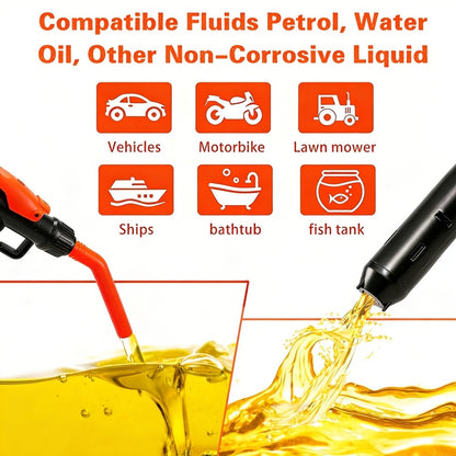 Battery Powered Fuel Transfer Pump 2.4 GPM Portable Gas Transfer Pump with Flow Control Nozzle for Gasoline Oil Diesel 1.3" Straw Corrosion Resistant Filter Design