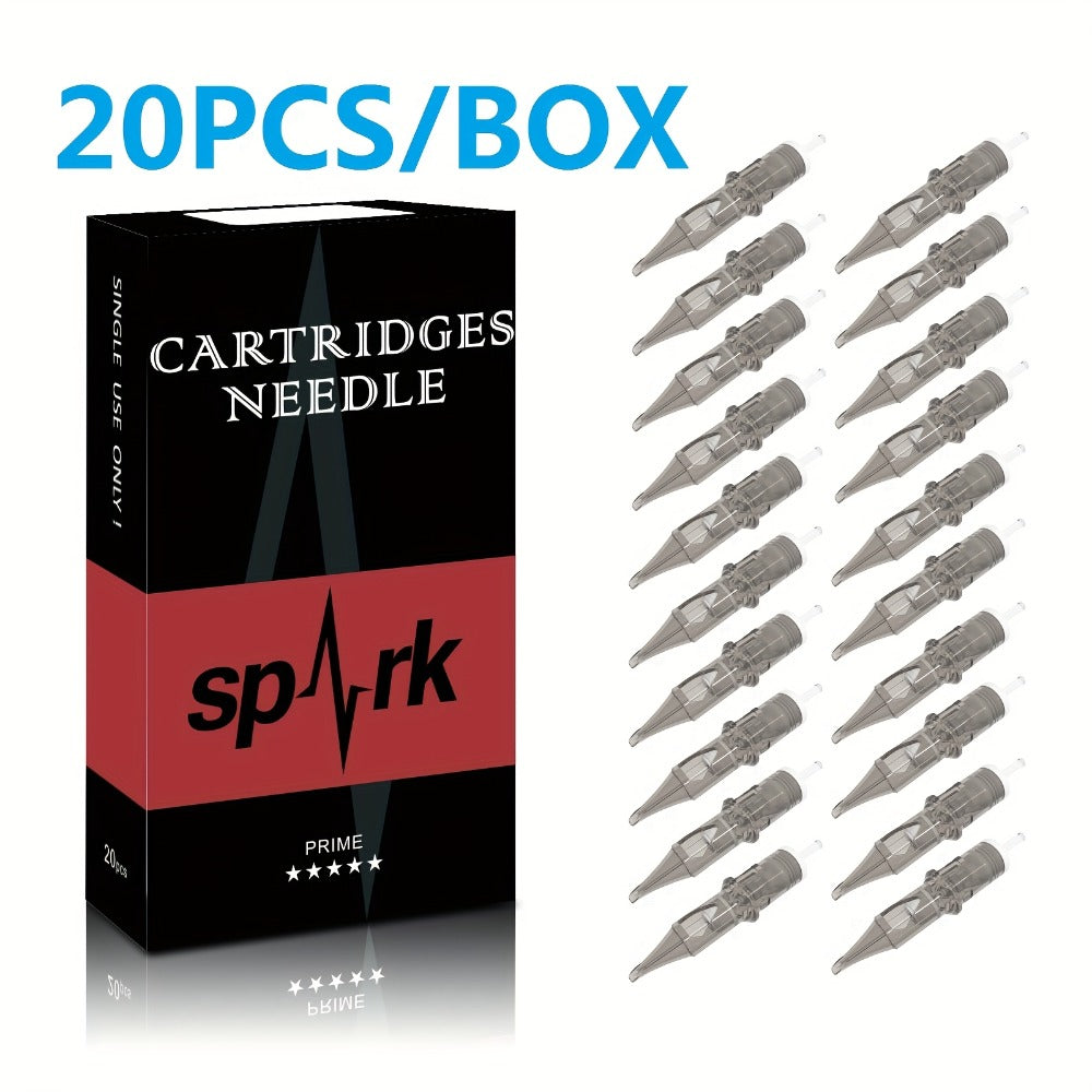 Tattoo Cartridge Needles 20pcs Disposable EO Sterilized 12 Series Round Liner Curved Magnum Flat Shader for Professional Body Art Tattoo Machine RL CM M1 RS