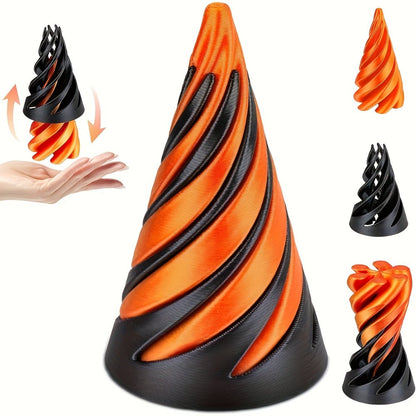 3D Printed Spiral Fidget Cone 10 Pack – Impossible Pyramid Spiral Tree & Carrot Stress Relief Toy, Unique Fish Tank Decoration, Office Desk Novelty Gift for Adults, Blue or Random Color
