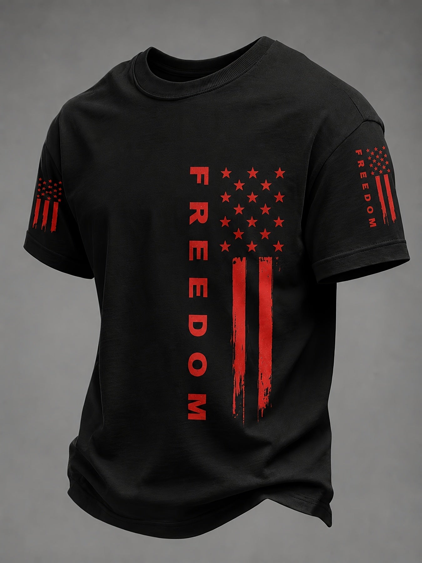 Men's Patriotic T-Shirt - Round Neck Short Sleeve Travel Style