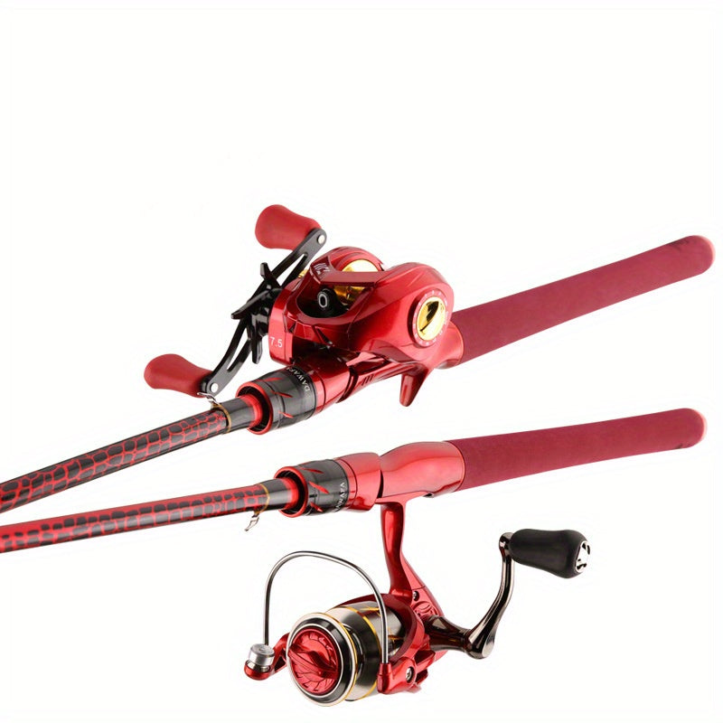 Carbon Fiber Fishing Rod Casting Model – 180cm / 70.86in Medium-Light Medium-Fast Action with EVA Grip Handle – Red & Black Lightweight Outdoor Fishing Rod for Bass, Trout & Freshwater