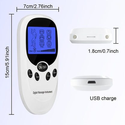 TENS EMS Dual Channel Muscle Stimulator Massager – 8 Electrodes for Back, Shoulder & Knee Pain Relief, Muscle Recovery, Portable Electric Pulse Therapy Device