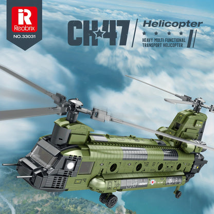 Chinook Helicopter Building Blocks Set 1622 Pcs – US Military CH-47 Transport Helicopter MOC Model Kit Adults Teens Aviation Military Fan Christmas Birthday Father's Day Gift
