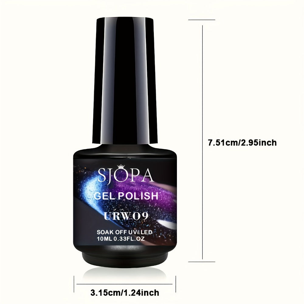 Magnetic Cat Eye Gel Nail Polish 9D Holographic Rainbow Glitter Blue & Purple — LED UV Soak-Off Gel Polish Paraben-Free Water-Based Formula, Salon & DIY Home Manicure Nail Art Gift for Women (0.34oz / 10ml)