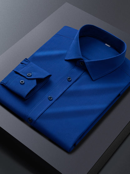 Men's Solid Long Sleeve Dress Shirt - Stretch 2