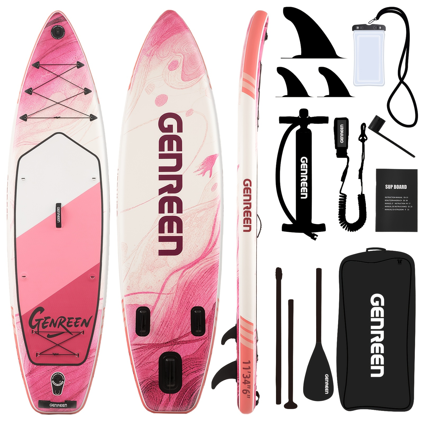 11ft SUP Board Inflatable Stand Up Paddle Board – Non-Slip Deck, Wide Stance, Heavy-Duty for Adults Beginners Experts, Yoga Fishing Lake Ocean River, Travel Backpack Included
