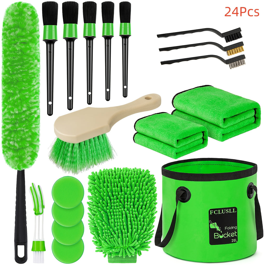 FCLUSLL 17/24/29/32/35pcs Car Cleaning Kit, Including Portable Vacuum Cleaner, Windshield Cleaning Tool, Car Drill Brush Set, Interior Brush Set, Full Interior Care Set, Cleaning Set, Holiday Gift for Family And Friends