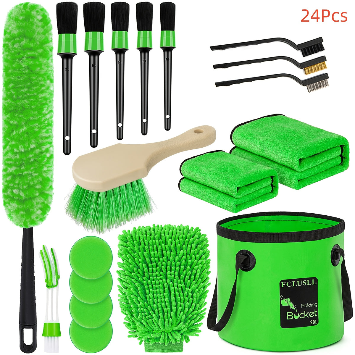 FCLUSLL 17/24/29/32/35pcs Car Cleaning Kit, Including Portable Vacuum Cleaner, Windshield Cleaning Tool, Car Drill Brush Set, Interior Brush Set, Full Interior Care Set, Cleaning Set, Holiday Gift for Family And Friends