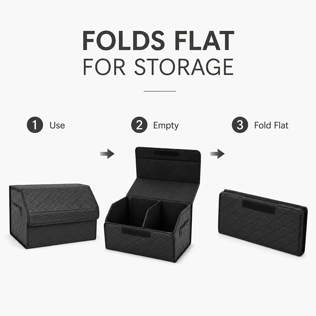 Faux Leather Car Trunk Organizer with Lid, Keep Your Trunk Tidy, Foldable Large Capacity Cargo Storage Box for Groceries, Tools, Sports Gear, Travel Essentials, Suvs, Sedans, And Trucks