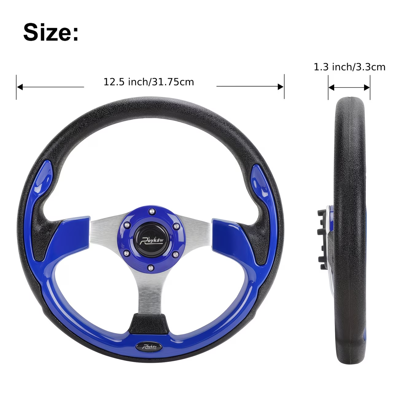 Golf Cart Steering Wheel 12.5 Inch Universal Fit – Compatible with Club Car DS Precedent Tempo, EZGO RXV TXT, Yamaha G29 Drive & Drive 2 | Upgrade Replacement Wheel