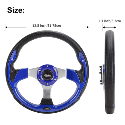Golf Cart Steering Wheel 12.5 Inch Universal Fit – Compatible with Club Car DS Precedent Tempo, EZGO RXV TXT, Yamaha G29 Drive & Drive 2 | Upgrade Replacement Wheel
