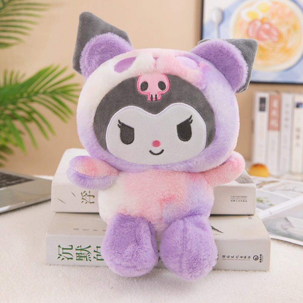 Sanrio Tie Dye Plush Set of 5 – Kawaii Hello Kitty Kuromi My Melody Cinnamoroll Gudetama Stuffed Animals, Room Decor & Birthday Holiday Gift for Girls