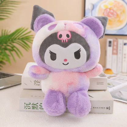Sanrio Tie Dye Plush Set of 5 – Kawaii Hello Kitty Kuromi My Melody Cinnamoroll Gudetama Stuffed Animals, Room Decor & Birthday Holiday Gift for Girls