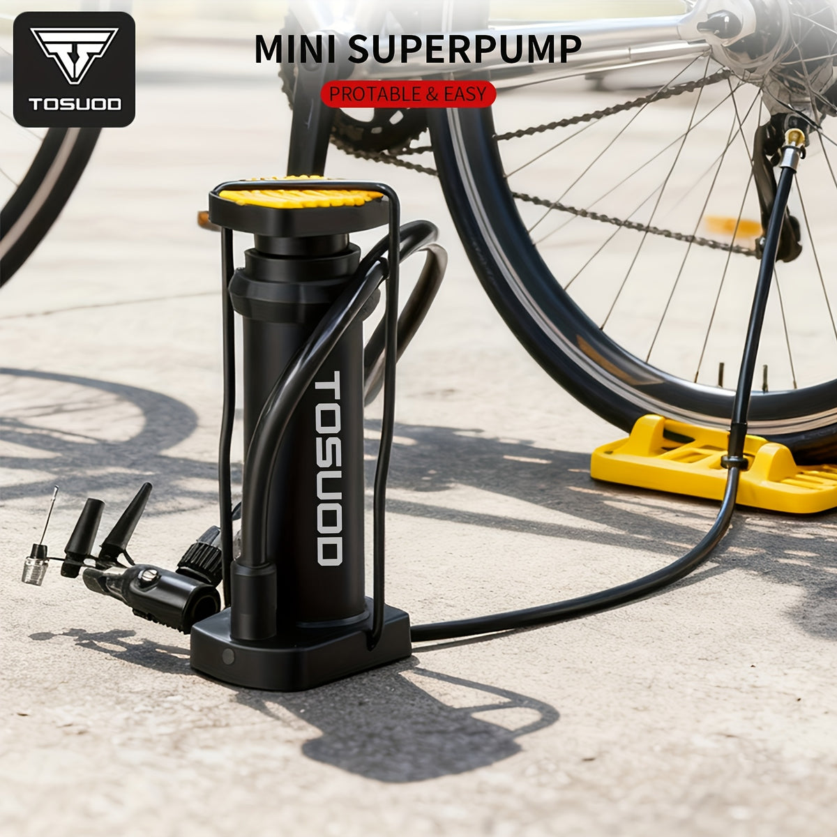TOSUOD Foot Pump Bicycle Household Universal High Pressure Inflator Electric Battery Car Motorcycle Basketball Portable Inflator Automatic Rebound