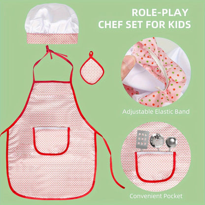 Kids Kitchen Playset 37pcs – Stainless Steel Play Pots & Pans Set with Apron, Chef Hat, Cooking Utensils & Play Food | Pretend Play Kitchen Toy, Birthday & Christmas Gift for Boys & Girls Ages 3+