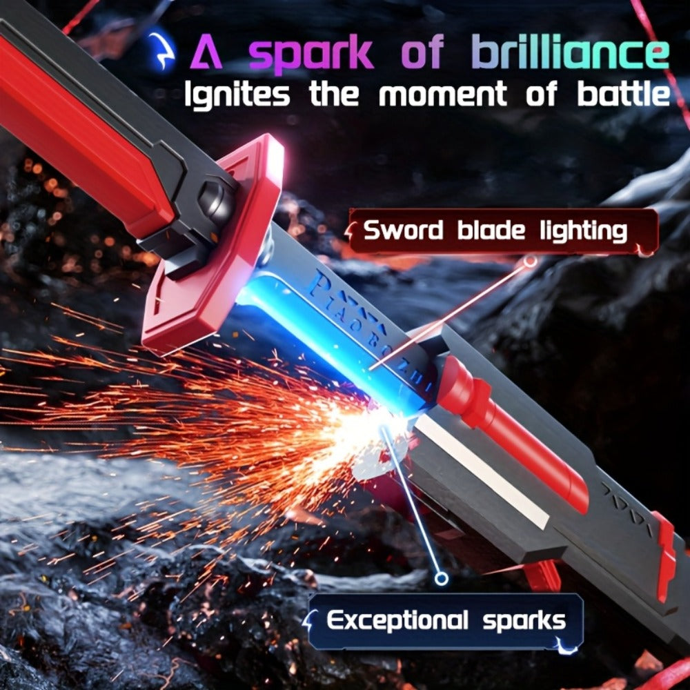 LED Katana Sword 31.5" Pro Cosplay Light Katana with Ejecting Spark, Water Mist, Multi-Color LED & Sound Effects – Type-C Rechargeable Luminous Saber for Teens Adults Vlog Role Play Gift