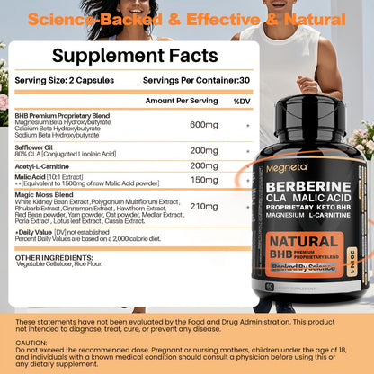 Keto BHB Weight Loss Capsules 20-in-1 with L-Carnitine CLA Berberine Malic Acid — Fat Burn Insulin & Liver Health Support | 60 Capsules 30-Day Supply | Advanced Metabolic Formula